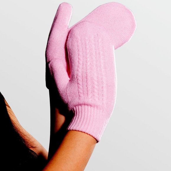 Pink color mittens, Warm winter mittens, Cozy warm mittens, Cashmere mittens - Picture 4 of 8